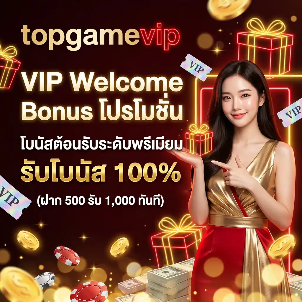1: VIP Welcome Bonus โปรโมชั่น โบนัสต้อนรับระดับพรีเมียม รับโบนัส 100% (ฝาก 500 รับ 1,000 ทันที)
